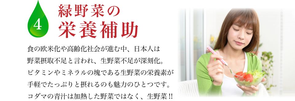 4. 生の緑野菜の栄養素補助